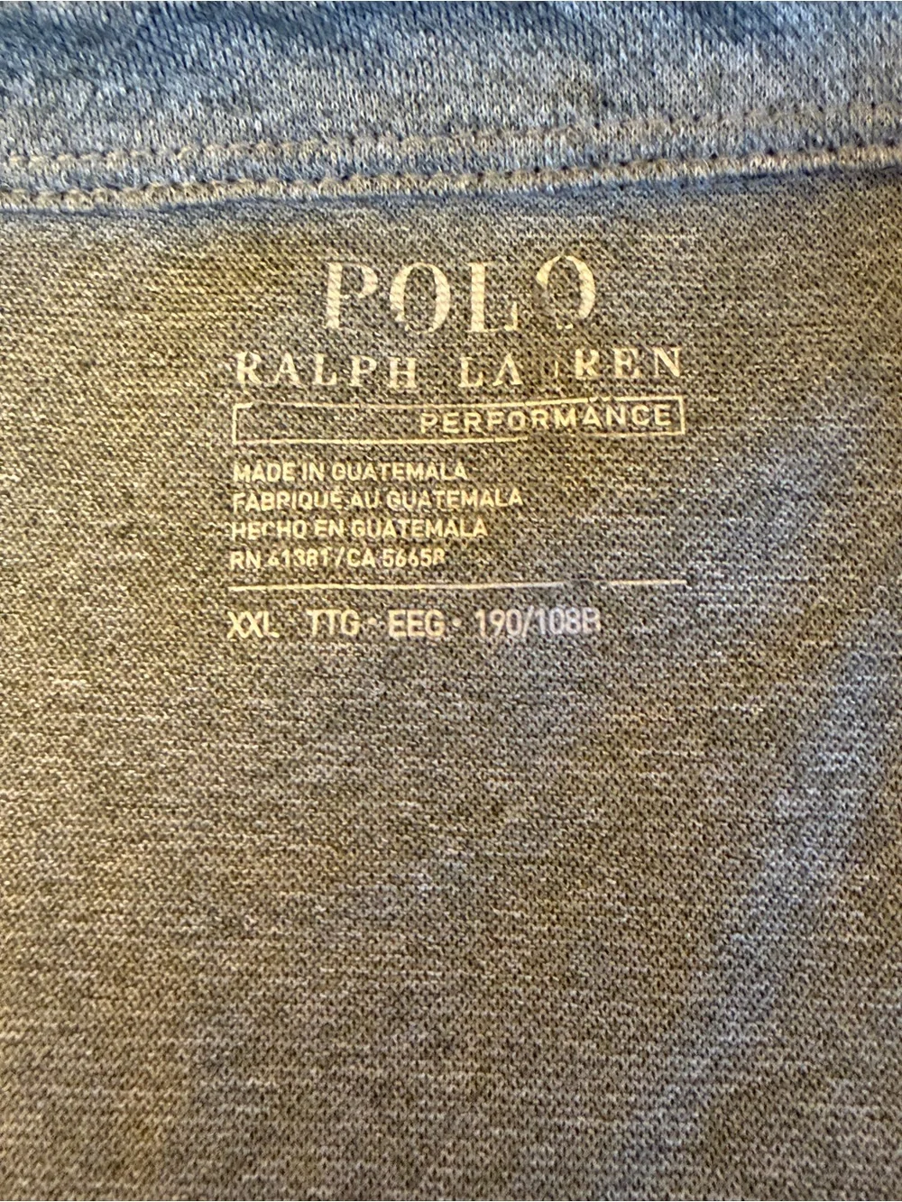 Polo Ralph Lauren Performance Polo Shirt Mens XXL Gray Stretch Short Sleeve Golf